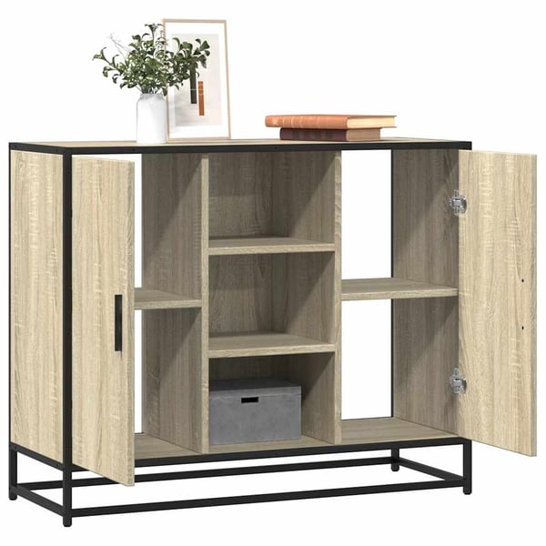 vidaXL skab 92x35x76 cm konstrueret træ røget egetræsfarve