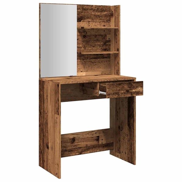 vidaXL Sminkebord med speil gammelt tre 74,5x40x141 cm