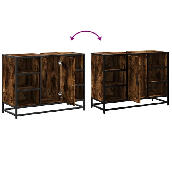 vidaXL underskab til håndvask 80x33x60 cm konstrueret træ røget eg