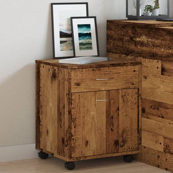 vidaXL Rulleskap gammelt tre 45x38x54 cm konstruert tre
