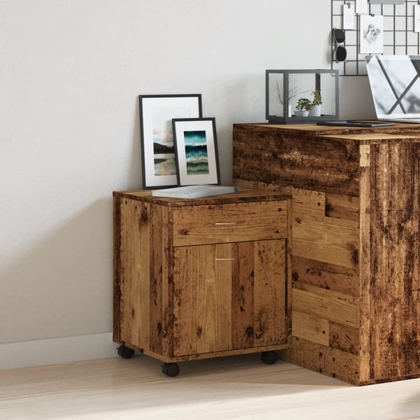 vidaXL Rulleskap gammelt tre 45x38x54 cm konstruert tre