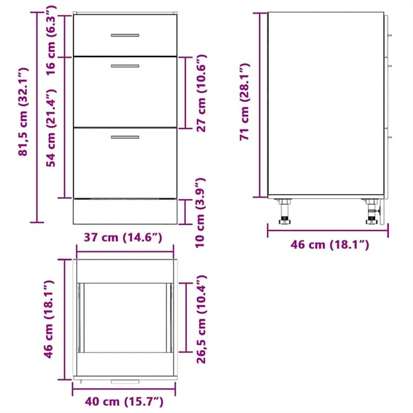 vidaXL Underskap "Lyon" artisan eik 40x46x81,5 cm konstruert tre