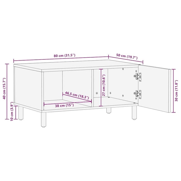 vidaXL Salongbord brun 80x50x40 cm heltre furu