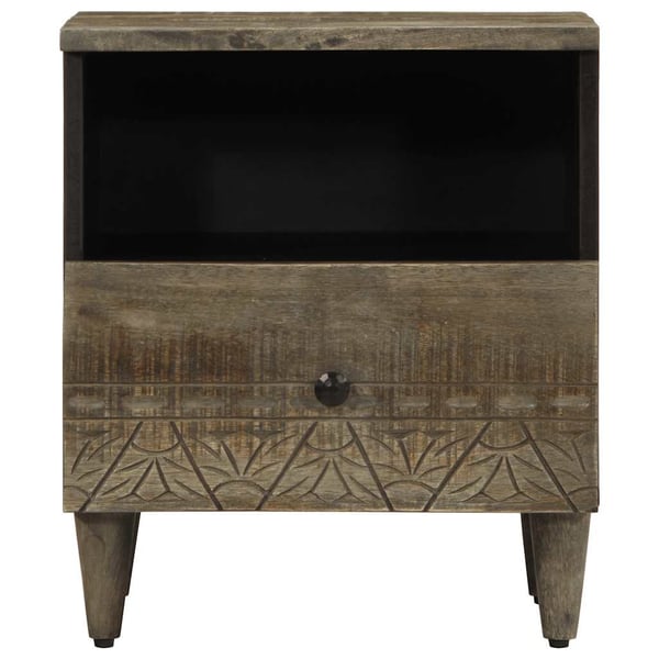 vidaXL Nattbord lysegrå 40x33x46 cm heltre mango