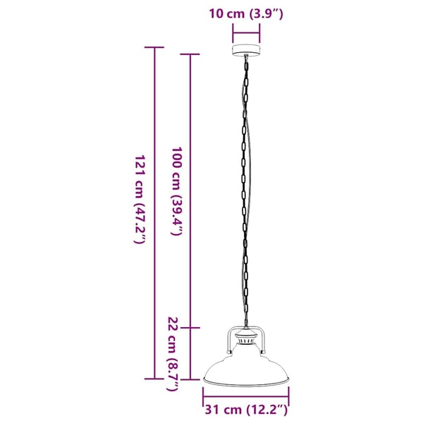 vidaXL pendellampe E27 Ø 31 cm jern sort