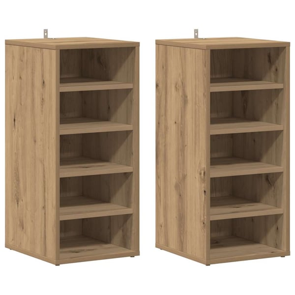 vidaXL Skohyller svart 2 stk artisan eik 32x35x70 cm konstruert tre