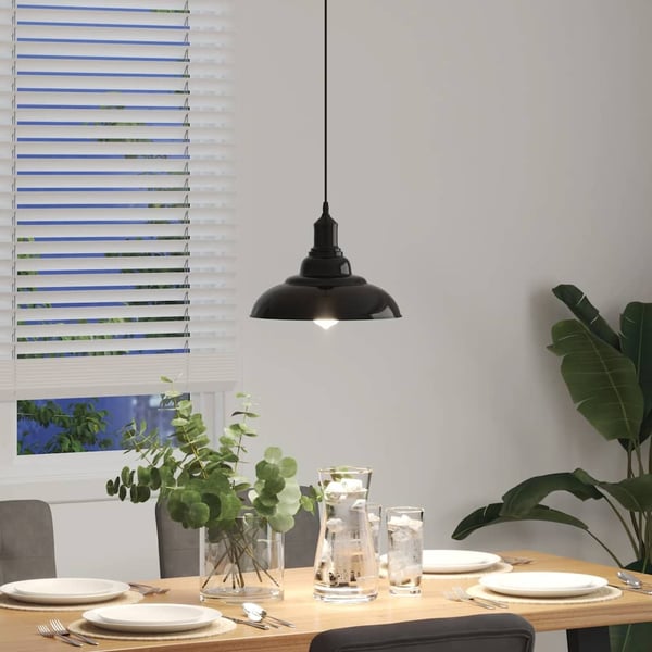 vidaXL Pendellampe høydejusterbar E27 glans svart Ø 31 cm metall