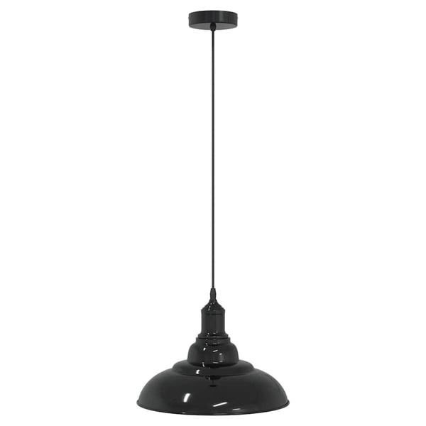 vidaXL Pendellampe høydejusterbar E27 glans svart Ø 31 cm metall