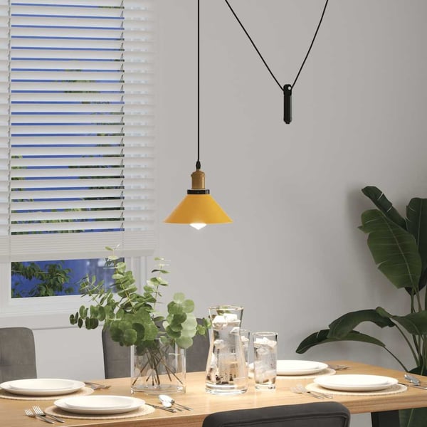 vidaXL Pendellampe høydejusterbar E27 glans gul Ø 22 cm metall
