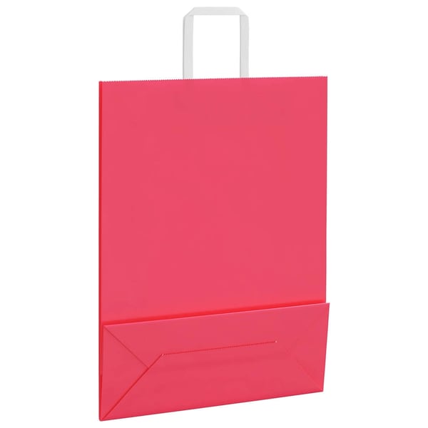 vidaXL Papirposer 250 stk med håndtak rosa 32x12x42 cm