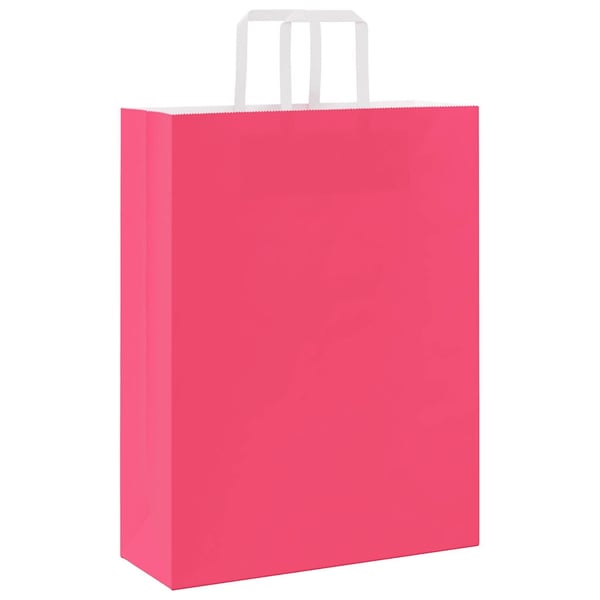 vidaXL Papirposer 250 stk med håndtak rosa 32x12x42 cm
