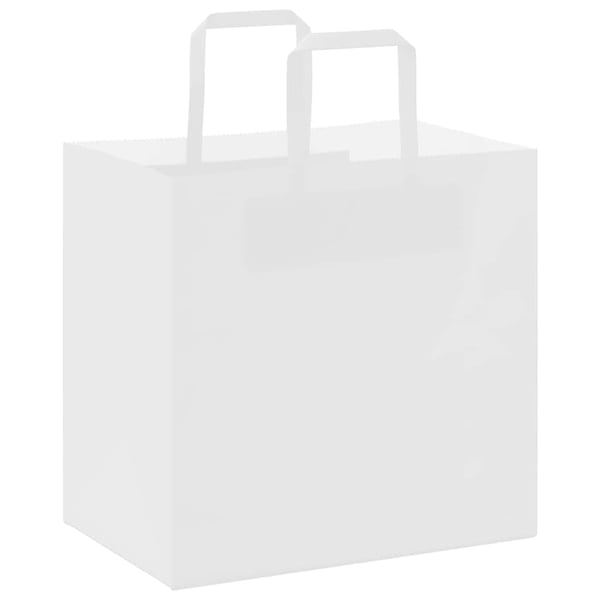 vidaXL kraftpapirposer 50 stk. med håndtag 26x17x25 cm hvid