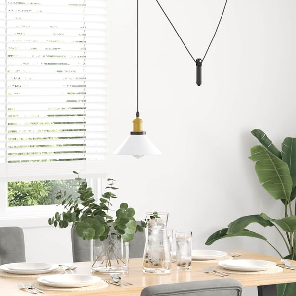 vidaXL Pendellampe høydejusterbar E27 glans hvit Ø 22 cm metall