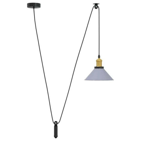 vidaXL Pendellampe høydejusterbar E27 glans grå Ø 22 cm metall