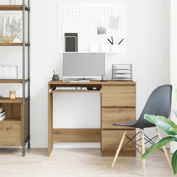 vidaXL Skrivebord artisan eik 90x45x76 cm konstruert tre