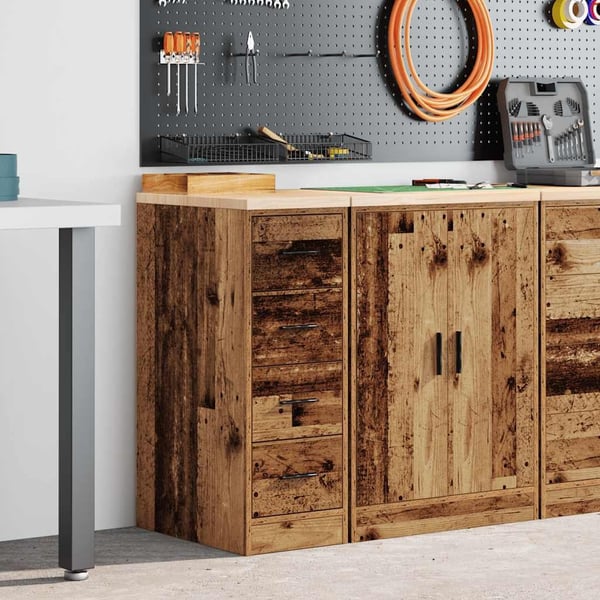 vidaXL Garageopbevaringsskab gammelt træ 30x51x85 cm