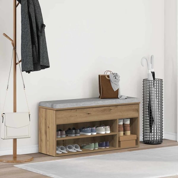 vidaXL Skobenk artisan eik 102x30,5x45 cm konstruert tre