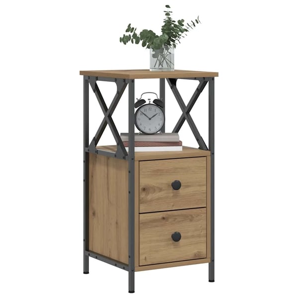 vidaXL Nattbord 2 stk artisan eik 34x35,5x70 cm konstruert tre