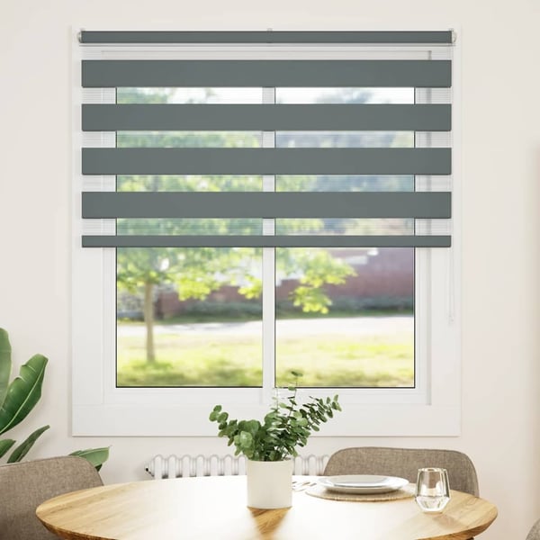 vidaXL Sebragardin mørkegrå 135x150 cm stoff bredde 130,9 cm polyester