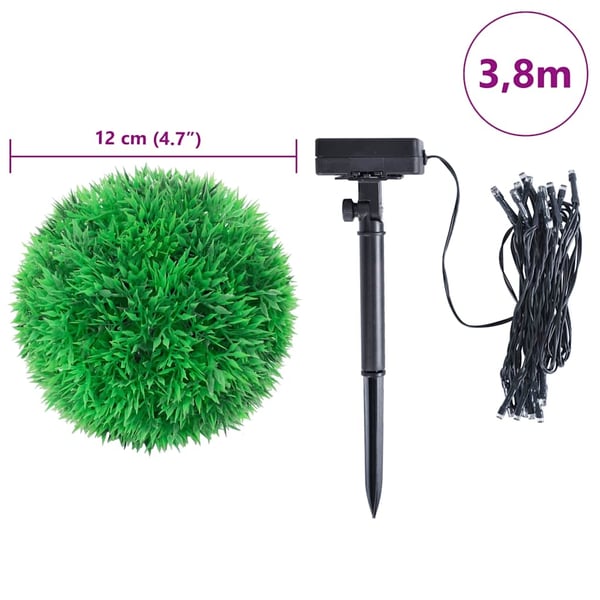 vidaXL Kunstige buksbomballer med LED-lys 4 stk grønn 12 cm