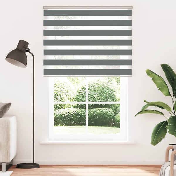 vidaXL Sebragardin mørkegrå 145x200 cm stoff bredde 140,9 cm polyester