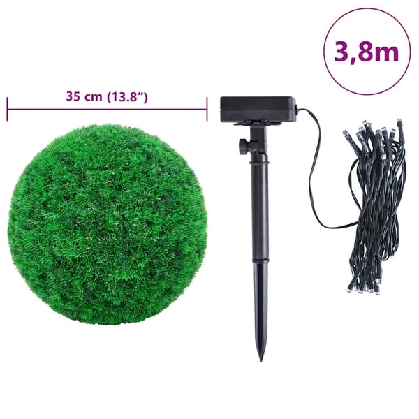 vidaXL Kunstige buksbomballer med LED-lys 2 stk grønn 35 cm