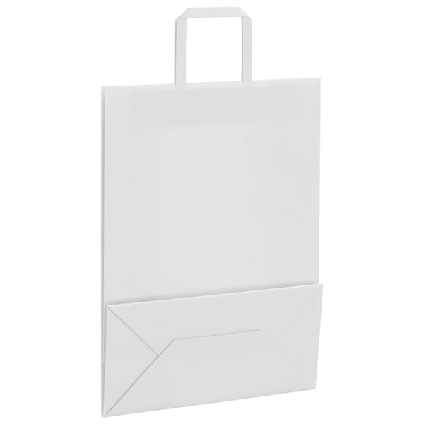 vidaXL Papirposer 250 stk med håndtak hvit 26x12x35 cm