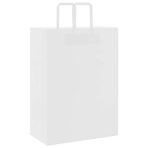 vidaXL Papirposer 50 stk med håndtak hvit 32x17x44 cm