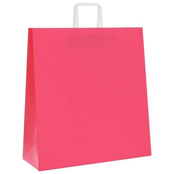 vidaXL Papirposer 50 stk med håndtak rosa 45x17x48 cm