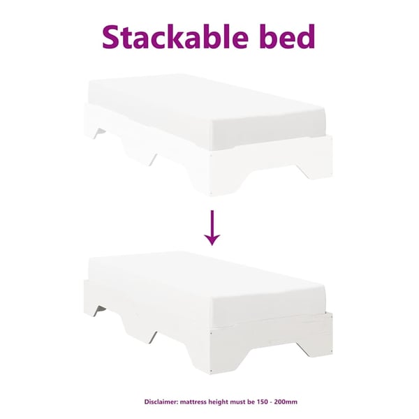 vidaXL Sengeramme uten madrass stablebare hvit 80x200 cm heltre