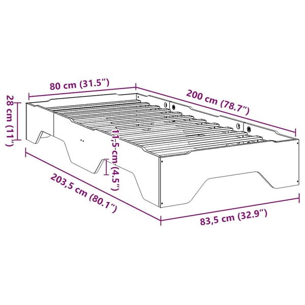 vidaXL Sengeramme uten madrass stablebare hvit 80x200 cm heltre