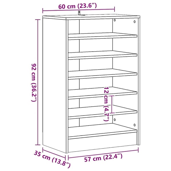vidaXL Skoskap gammelt tre 60x35x92 cm konstruert tre