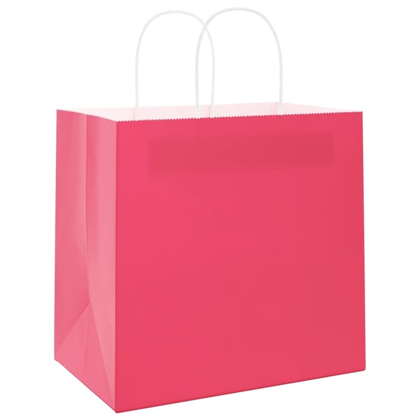 vidaXL Papirposer 250 stk med håndtak rosa 54x15x49 cm