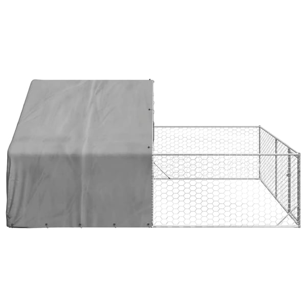 vidaXL Udendørs hundegård med løbegård 5x3x1,9 m Galvaniseret stål
