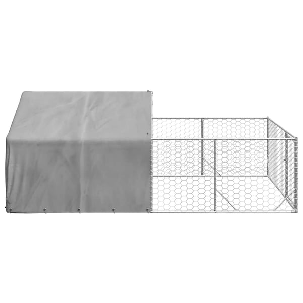 vidaXL Udendørs hundegård med løbegård 4x2x1,5 m Galvaniseret stål