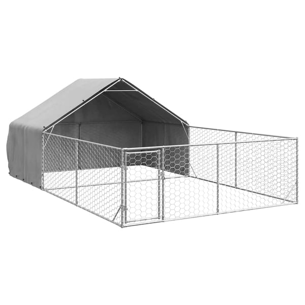 vidaXL Udendørs hundegård med løbegård 6x3x1,9 m Galvaniseret stål