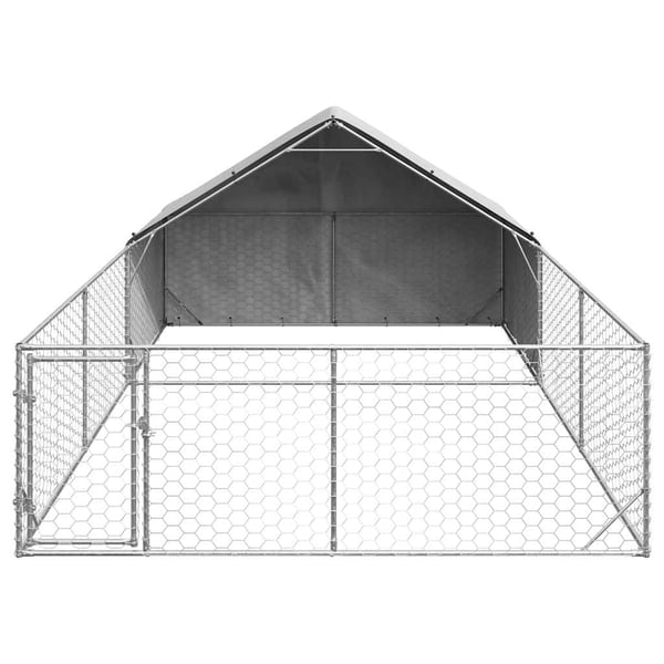 vidaXL Udendørs hundegård med løbegård 6x3x1,9 m Galvaniseret stål
