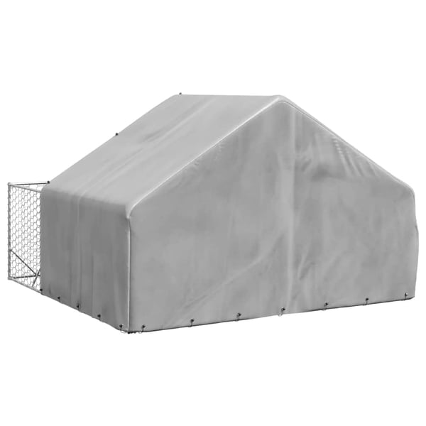 vidaXL Udendørs hundegård med løbegård 3x3x1,9 m Galvaniseret stål