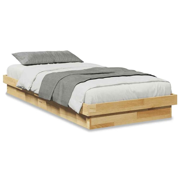vidaXL Sengeramme Uten Madrass 75x190 cm Helt Eik