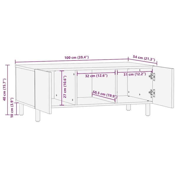 vidaXL Salongbord brun 100x54x40 cm heltre mango