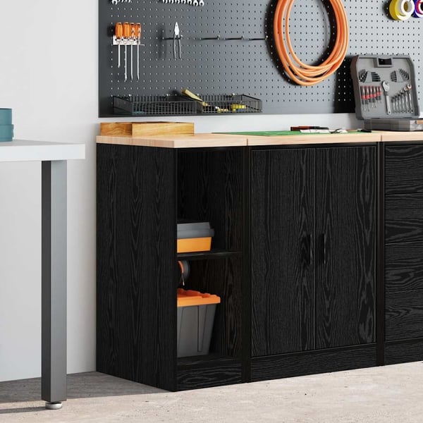 vidaXL Garageopbevaringsskab Sort 30x51x85 cm Massivt træ Fyrretræ