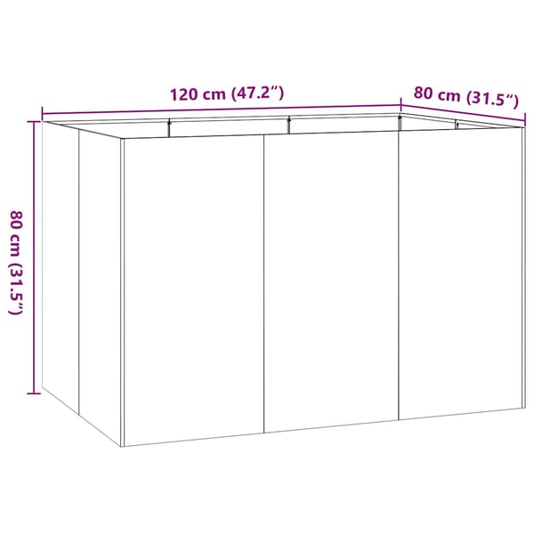vidaXL Plantekasse antrasitt 120x80x80 cm stål