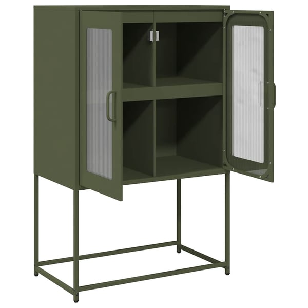 vidaXL Highboard Oliivinvihreä 68x39x107 cm Teräs