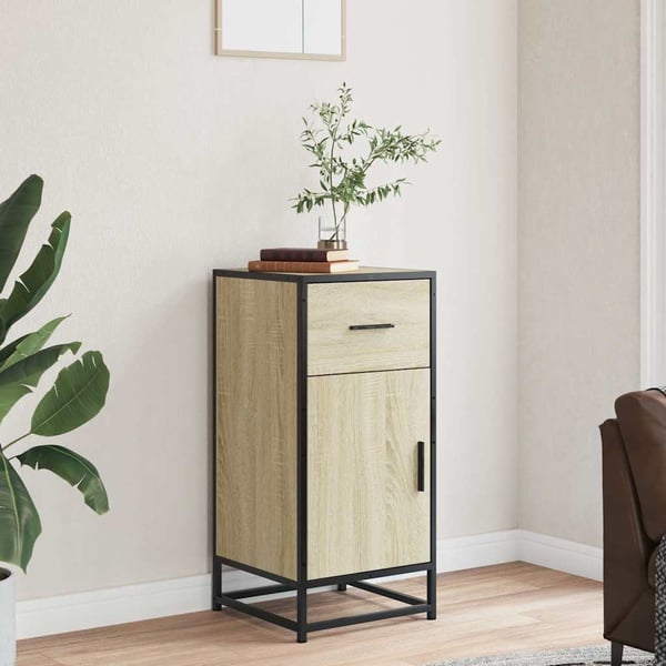 vidaXL Skjenk sonoma eik 35,5x35x76 cm konstruert tre og metall