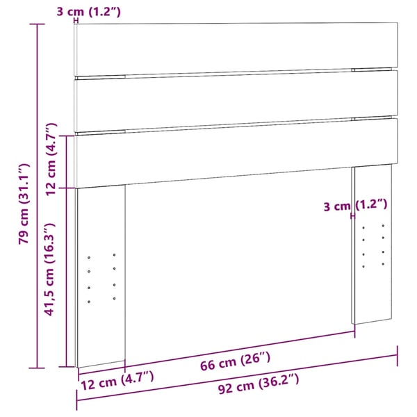 vidaXL Hodegavl 90 cm heltre eik