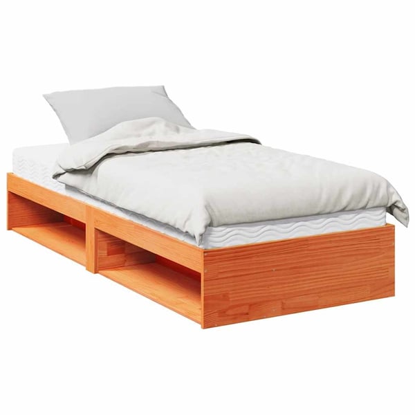 vidaXL daybed med madras 90x200 cm massivt fyrretræ gyldenbrun