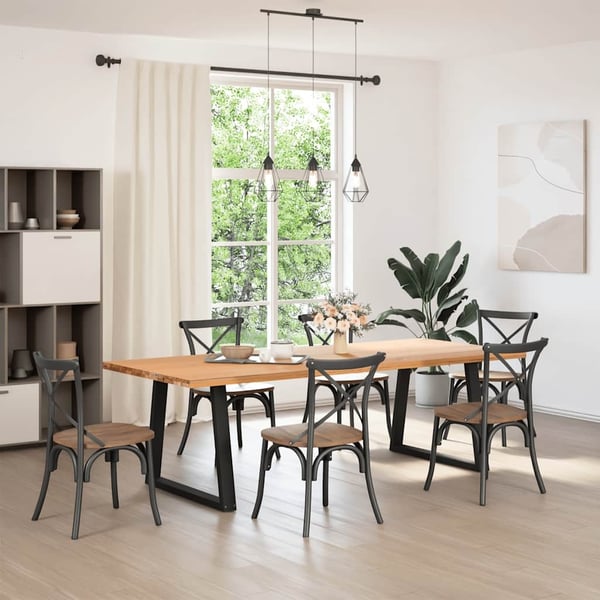 vidaXL Spisebordben V-formet 2 stk svart 70 x (72-73,3) cm stål