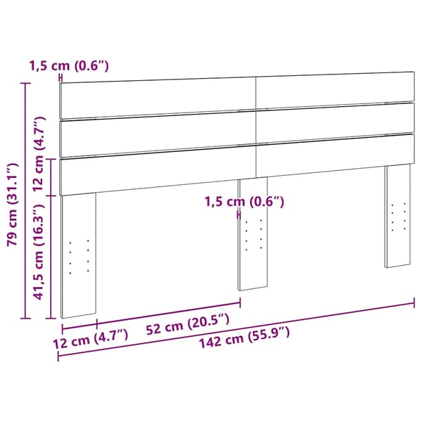 vidaXL sengegavl 140 cm massivt træ eg