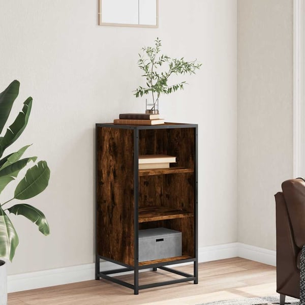 vidaXL skab 35,5x35x76 cm konstrueret træ og metal røget egetræsfarve