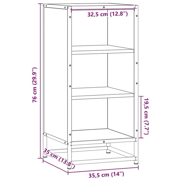 vidaXL skab 35,5x35x76 cm konstrueret træ og metal røget egetræsfarve